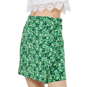 Top Shop Green Meadow Print Ruffle Mini Skirt NWT